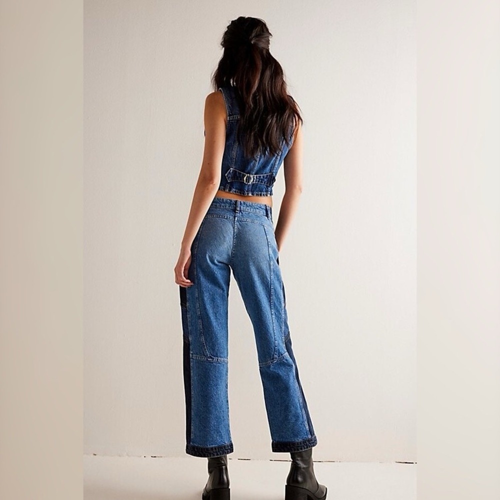 Free People We The‎ Free Moonlit Moto Slim Bootcut Jeans Sz.27 NWT - Picture 3 of 7